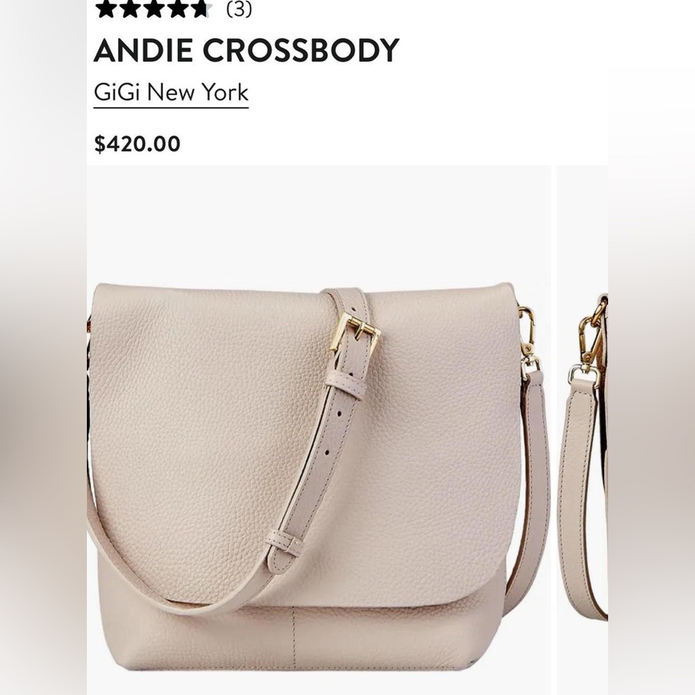 GiGi New York Andie Crossbody Bag in Pebble Light Taupe with Gold Hardware